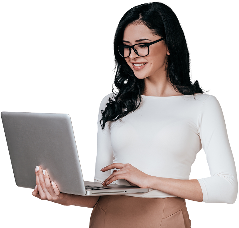 Professional woman working on laptop - IT Solutions